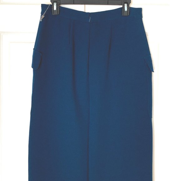 SKIRT FULL LENGTH Teal Blue Unusual Front Slit Cargo Style Pockets Sz 6 - Picture 13 of 14